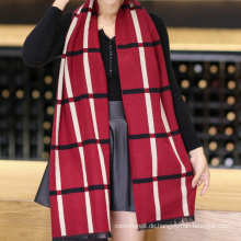Frauen Acryl Reversible Cashmere wie Schnee Druck Winter warme dicke gestrickte gewebt Schal Schal (SP266)